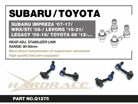 Rear Adjustable Stabilizer Links for FR-S BRZ 86 | Impreza 3rd 4th | WRX Sti VA | WRX VB