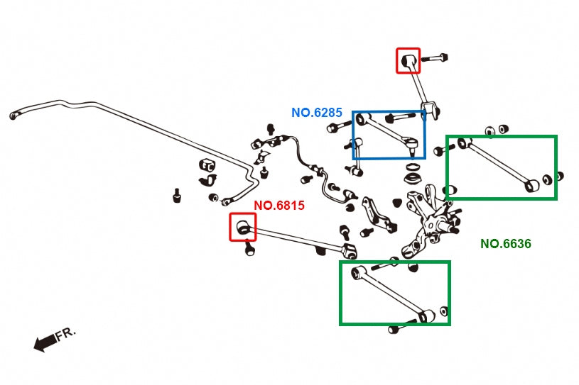 Rear Lateral Arms -Toe Adjustment (Harden Rubber) for Acura CL 2nd YA4 | TL UA4 | Accord 6th 1998-2002