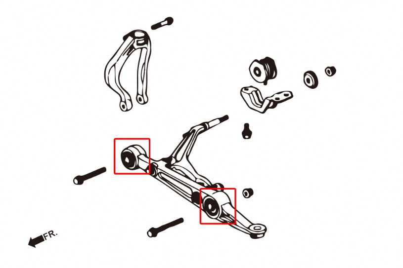Front Lower Arm Bushings (Harden Rubber) for 99-00 Civic Si | 96-00 Civic EK Sir Type R Japan Spec
