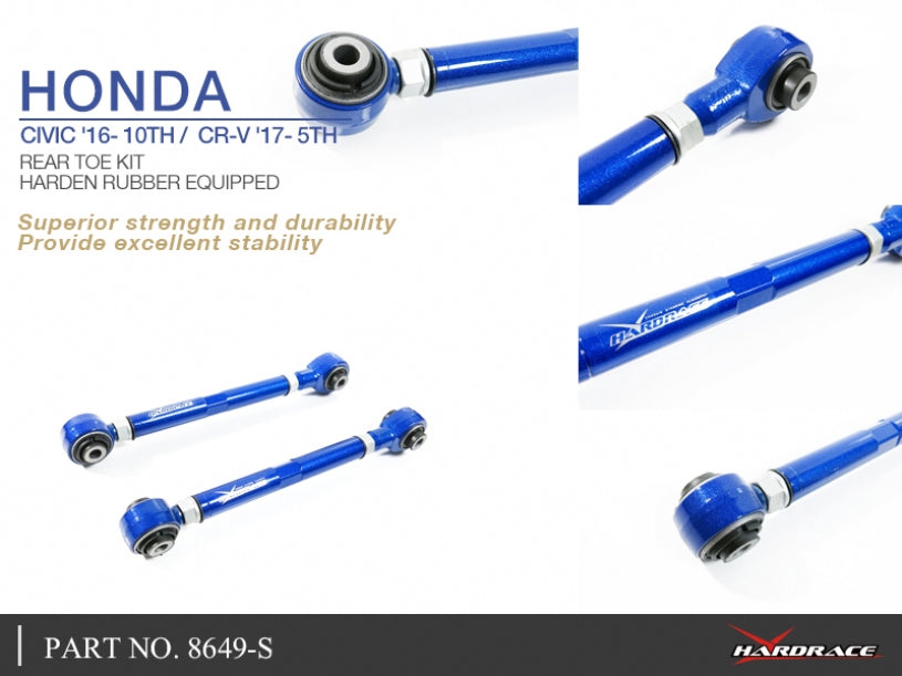 Hardrace 8649-S | Rear Toe Kit (Harden Rubber) 2pcs/set Civic 10th Gen 16-19'