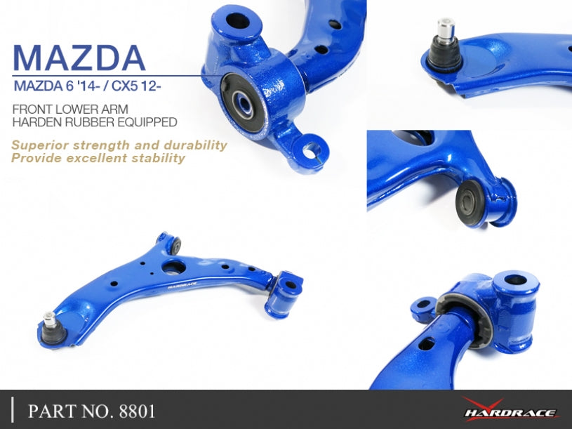 Hardrace MAZDA 6 '14- / CX5 12- Front Lower Arms with Harden Rubber Bushings 2PCS/SET