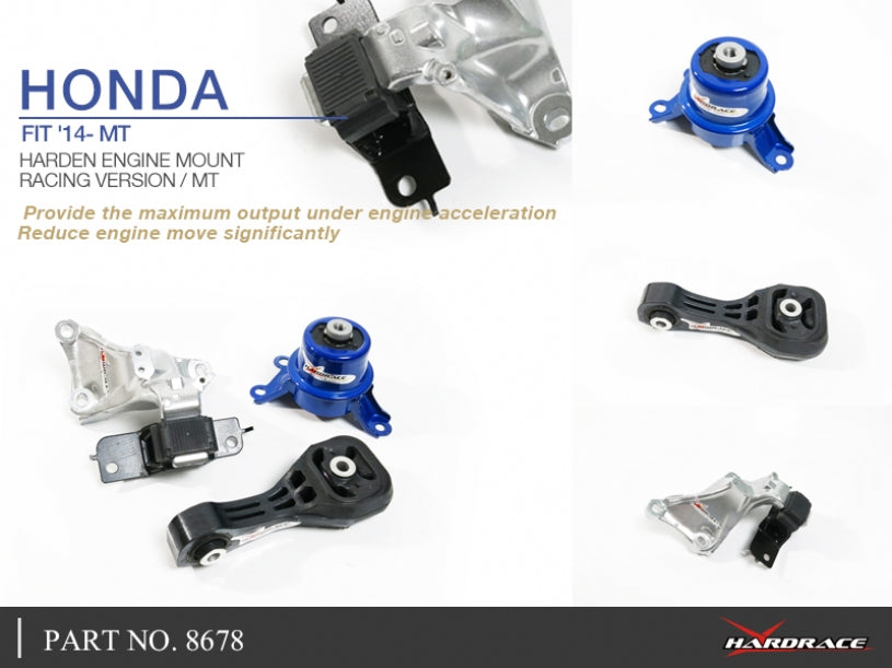Hardrace Harden Motor Mounts (Race Version) 3pc Set for 14-20 Honda Fit Manual Transmission