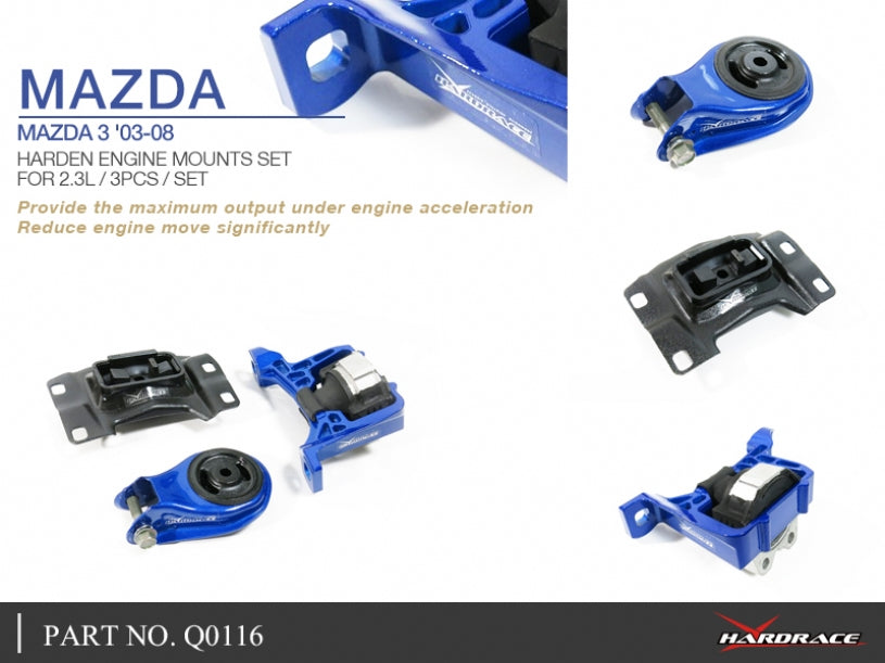 Q0116 | MAZDA3 '03-08 2.3L HARDEN ENGINE MOUNTS SET (HARDEN RUBBER) - 3PCS/SET