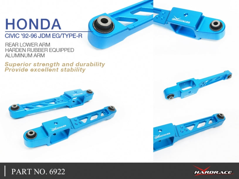 Rear Lower Arms with Harden Rubber Bushings Blue (Eye Type Rear Shocks) for 97-01 Integra Type-R