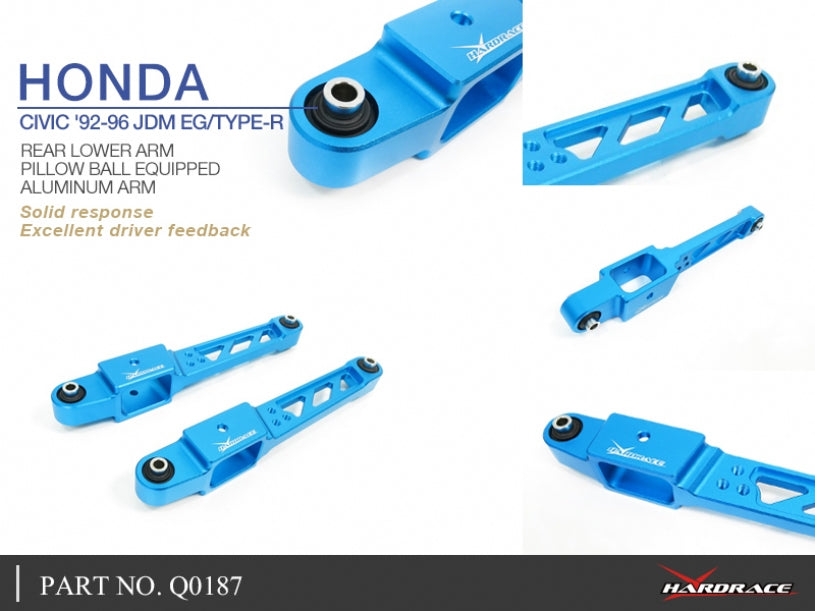 Rear Lower Control Arms with Pillow Ball Bushings (for eye type rear shocks) for 97-01 Integra Type-R