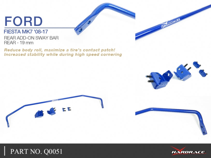 Q0051 | FORD FIESTA MK7 '08-17 REAR ADD-ON SWAY BAR 19MM - 5PCS/SET
