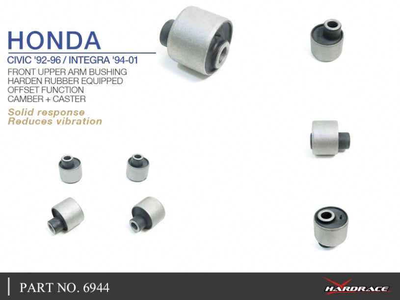 Front Upper Arm Bushings w/ Offset Function (Harden Rubber) Camber+Caster Adjustment for 92-95 Civic | 94-01 Integra