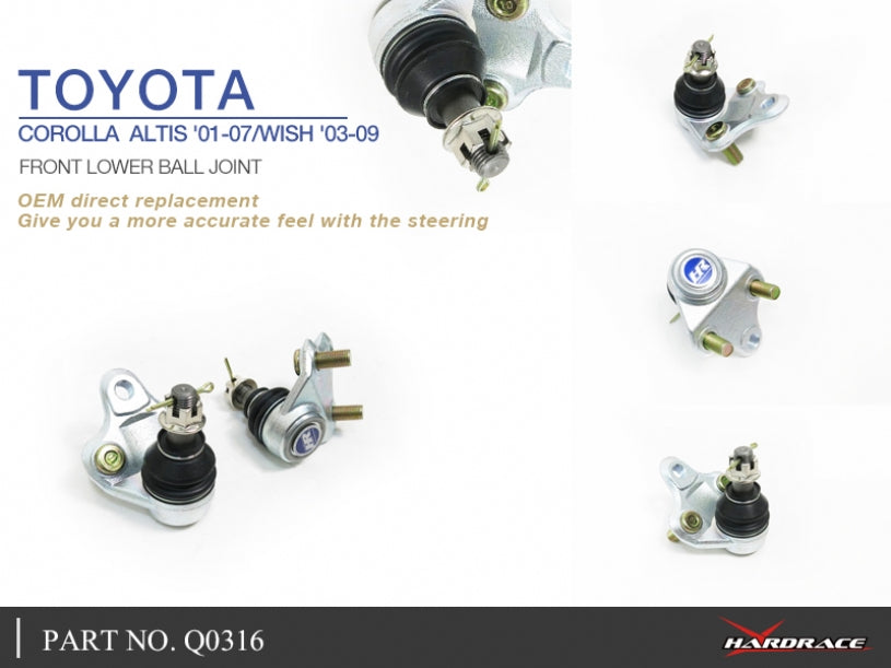 Q0316 | TOYOTA COROLLA ALTIS '01-07/WISH '03-09 FRONT LOWER BALL JOINT,OE TYPE - 2PCS/SET