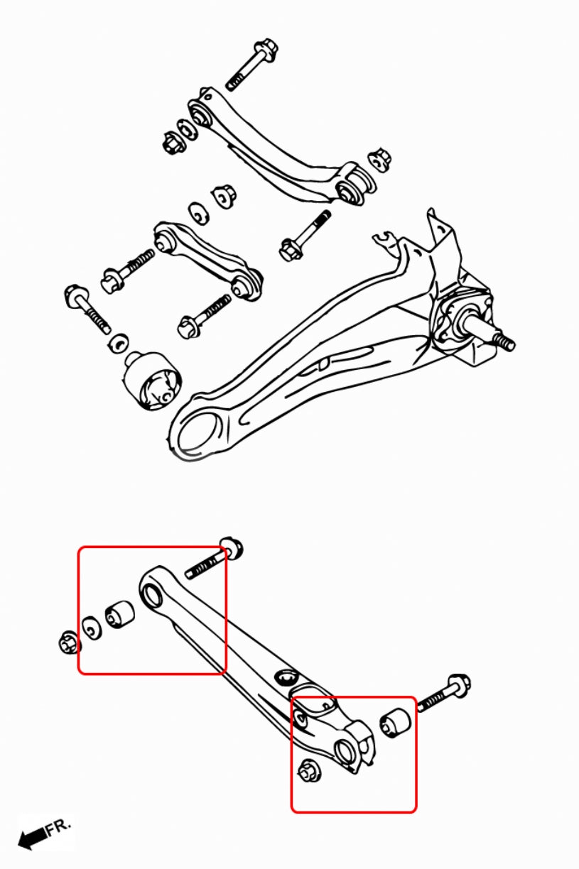 LANCER/VIRAGE REAR LOWER ARM BUSHING
(HARDEN RUBBER) 4PCS/SET