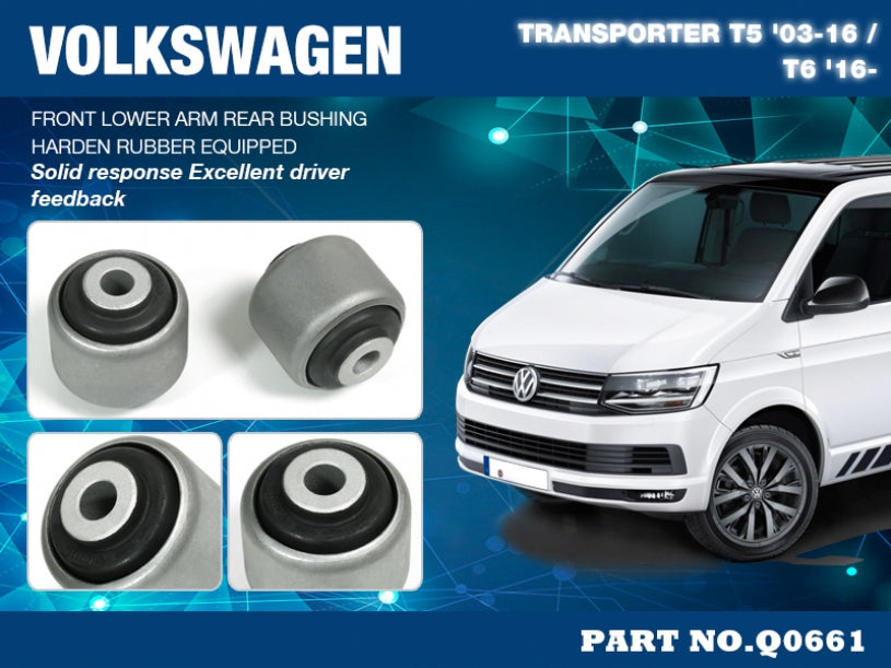 Front lower arm - rear bushing (harden rubber) 2pc set Volkswagen T5 '03-16 / T6 '16-