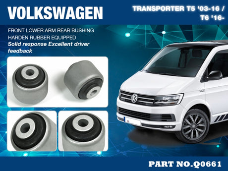 Front lower arm - rear bushing (harden rubber) 2pc set Volkswagen T5 '03-16 / T6 '16-