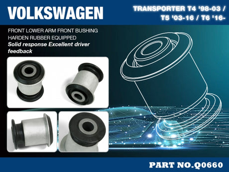 Front lower arm front bushing (harden rubber) 2pc set for Volkswagen T4 '98-03 /T5 '03-16 /T6 '16-