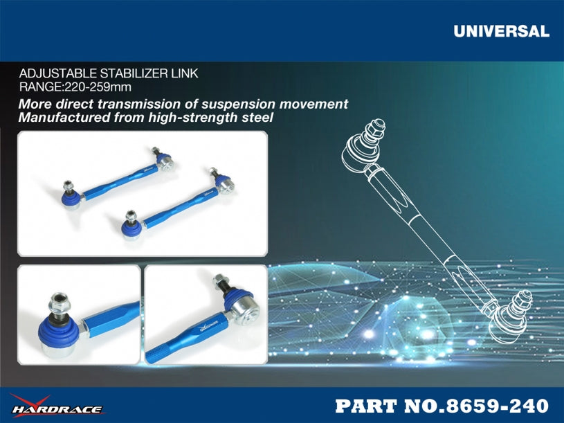 Adjustable Sway Bar Links 220-259mm M10 Studs For BMW E30 E36 E28 E34 E32