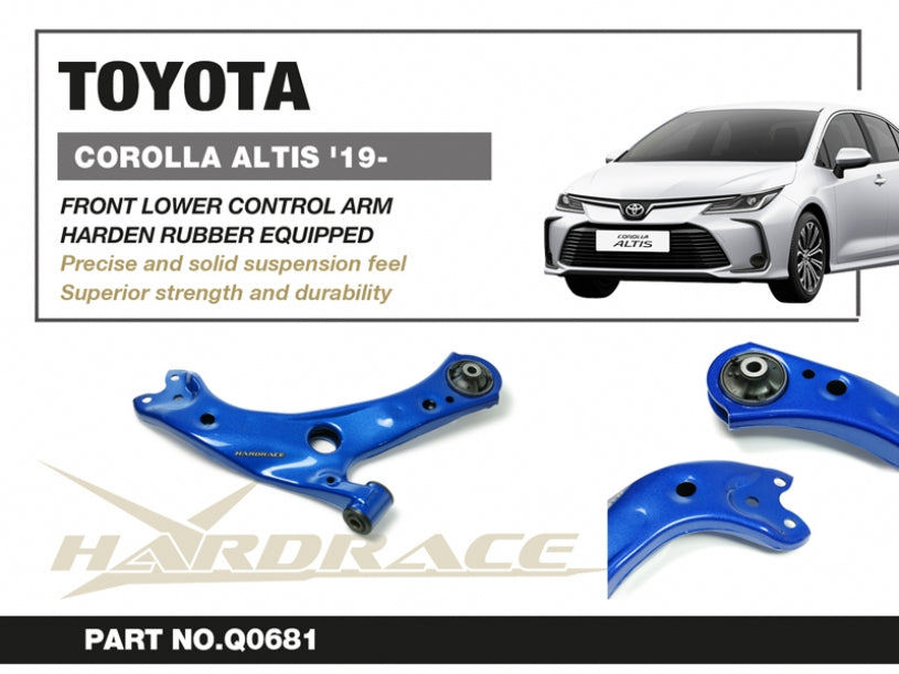 Hardrace Corolla Altis '19- Front Lower Control Arms (Harden Rubber) 2pcs/set