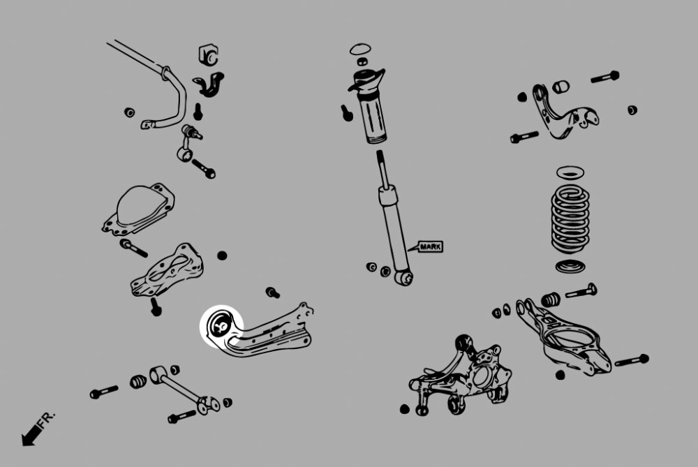 Rear Trailing Arm Bushings (Pillow Ball) for Lexus ES 7th UX 1st | Corolla Altis Auris 12th | Yaris Vitz GR GXPA16 | Camry XV70 | Prius 4th 5th | C-HR 17- | Corolla Cross XG10