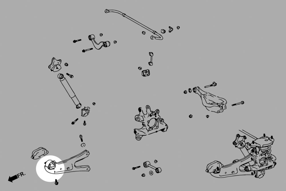 Q0329 | LEXUS RX '09- / HIGHLANDER '13- REAR TRAILING ARM BUSH (HARDEN RUBBER) - 2PCS/SET