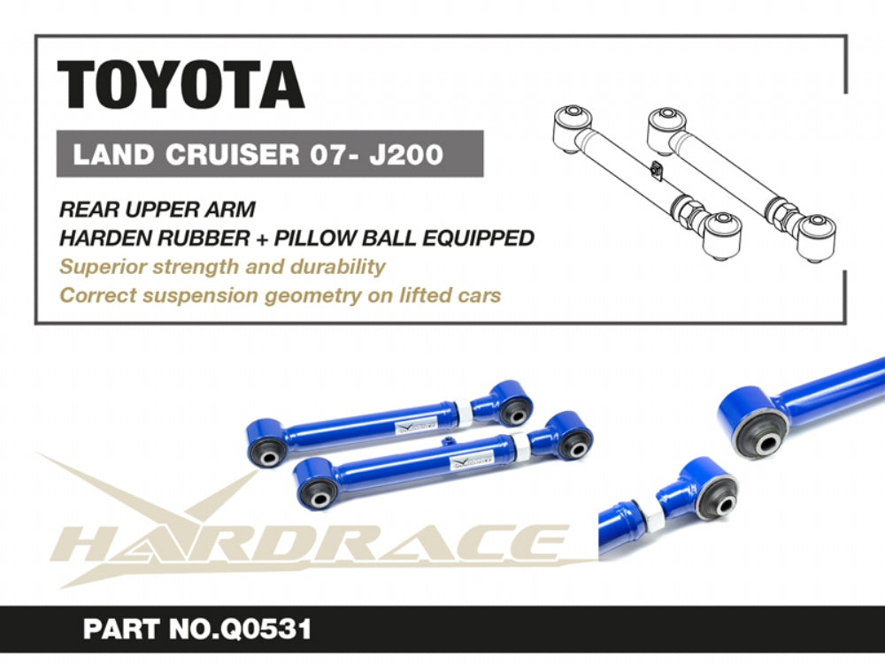 Rear Upper Arms (Harden Rubber and Pillow Ball Bushings) 2pc set for Toyota Land Cruiser '07- for non-AHC models