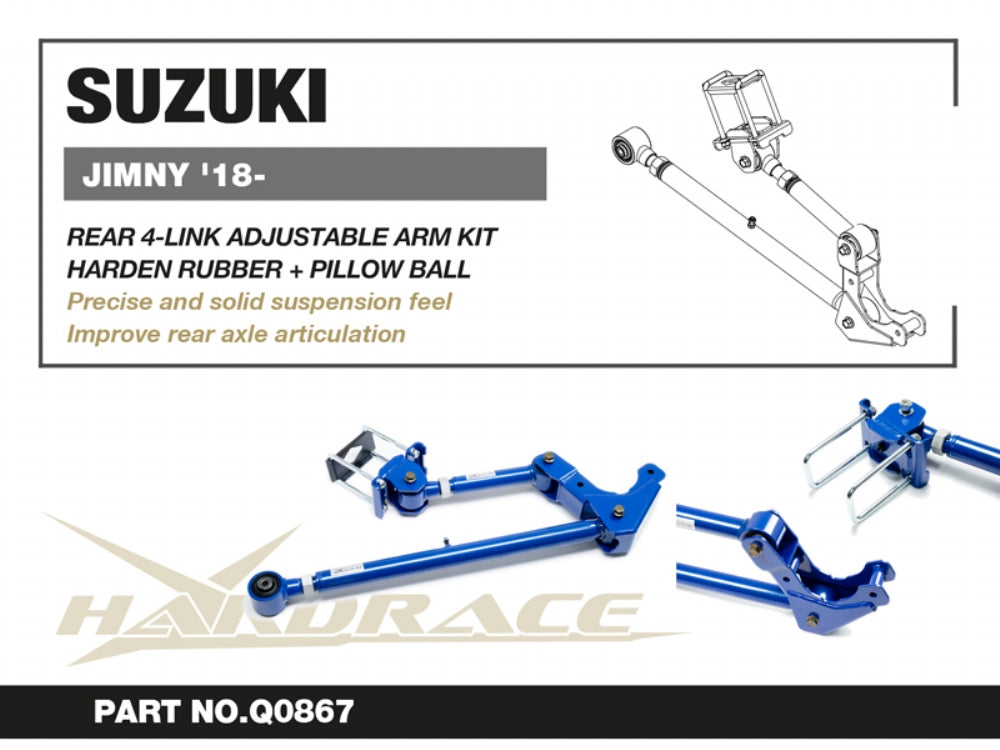 Rear 4-Link Arm Kit (Harden Rubber and Pillow Ball) for Suzuki Jimny 4th 2018-Present