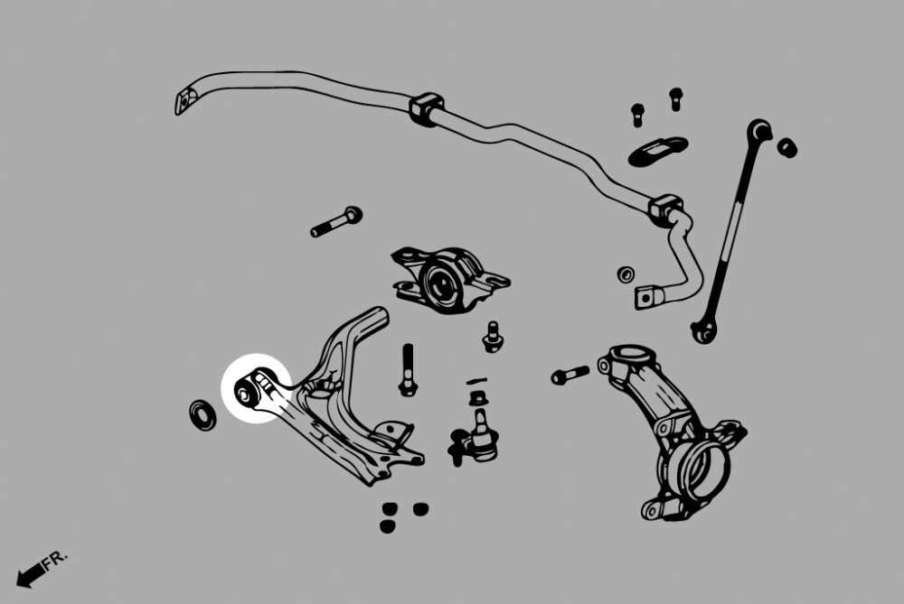 Front Lower Arm Bushings - Front- Harden Rubber for Integra 4th Gen DE | Civic 10th FC FK | Civic 11th FE FL
