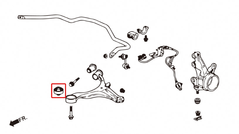 Front Lower Arm Compliance Bushings (Harden Rubber) for RSX 02-06 | Civic 7th 8th | CR-V 02-06 | Stream 1st RN1-5 | Integra DC5