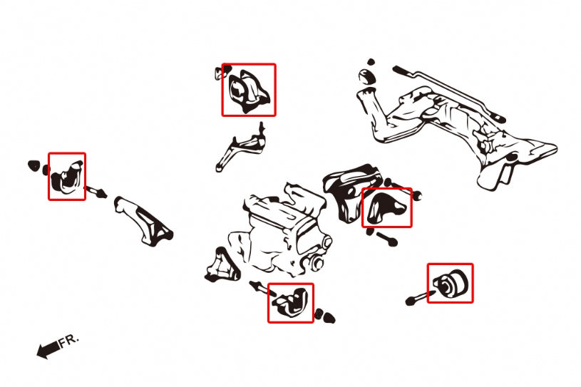 Civic EG AUTOMATIC
HARDEN ENGINE MOUNT 5PCS/SET
