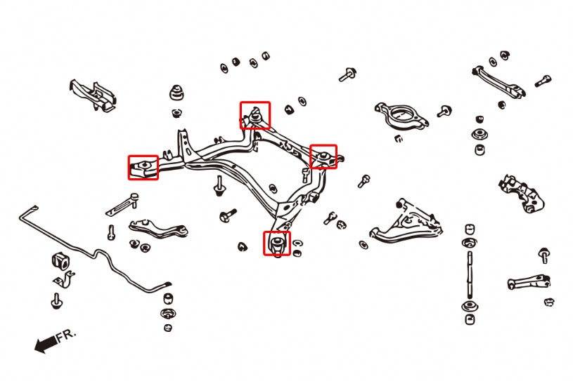 S13/14/15/SKYLINE REAR SUBFRAME BUSHING
(HARDEN RUBBER) 4PCS/SET