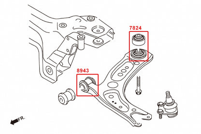 Front Lower Arm -Front Bushings- (Harden Rubber) for Audi A3 MK2/MK3 | TT MK2 MK3 | S3/RS3 MK2 MK3 | Q3/Q2 | VW Golf MK5/6/7/8 | Jetta MK5/6 | Passat B6/7/8 | Tiguan 1st 2nd