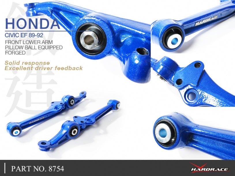 Hardrace Front Lower Arms (Pillow Ball) 88-91 CRX Civic EF