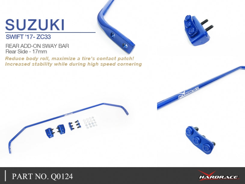 Q0124 | SUZUKI SWIFT '17- ZC33 REAR ADD-ON SWAY BAR 17MM - 5PCS/SET