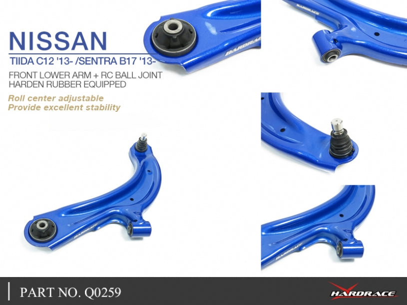 Front Lower Arms with RC Ball Joints (Harden Rubber) for Sentra B17