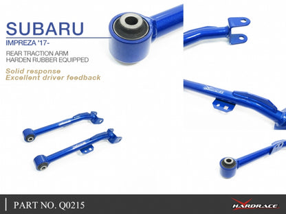 Q0215 | SUBARU IMPREZA '17- REAR TRACTION ARM (HARDEN RUBBER) - 2PCS/SET
