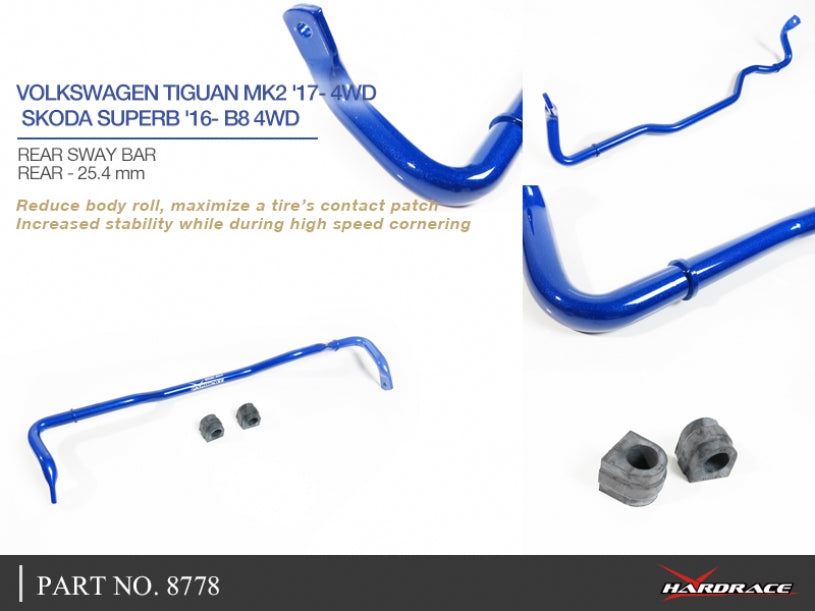 Rear Sway Bar 25.4mm for Audi A3 MK3 MK4 | VW Passat B8 | Tiguan 2nd | Golf R MK7 | Arteon 3H |T-Roc A11 | Skoda Octavia MK3/4