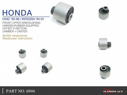 Hardrace Front Upper Arm Bushings with Offset Function (Harden Rubber) Camber+Caster Adjustment 4pcs/set 92-95 Civic | 94-01 Integra