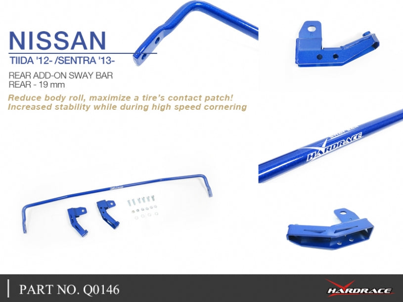 Q0146 | NISSAN TIIDA '12- /SENTRA '13- REAR ADD-ON SWAY BAR - 19MM 3PCS/SET