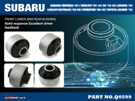 Front Lower Arm Bushings (Large) Street Version (Harden Rubber Bushings) for Subaru Impreza '07-/ WRX/STI '07-14/ XV '12-18/ Levorg '15-Legacy/Outback '03-09/ Forester '08-18/ Toyota 86/BRZ '12-