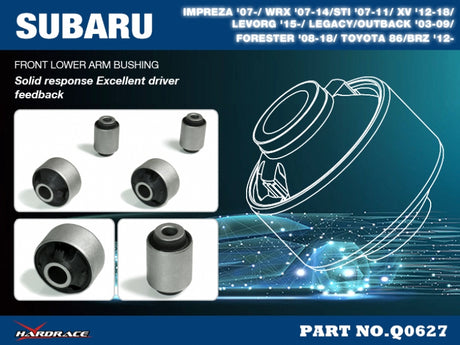 Front Lower Arm Bushings Street Version (Harden Rubber Bushings) for Toyota 86/BRZ '12- Subaru Impreza '07-/ WRX '07-14/STI '07-11/ XV '12-18/Levorg '15-/ Legacy/Outback '03-09/ Forester '08-18/