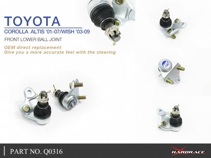 Q0316 | TOYOTA COROLLA ALTIS '01-07/WISH '03-09 FRONT LOWER BALL JOINT,OE TYPE - 2PCS/SET