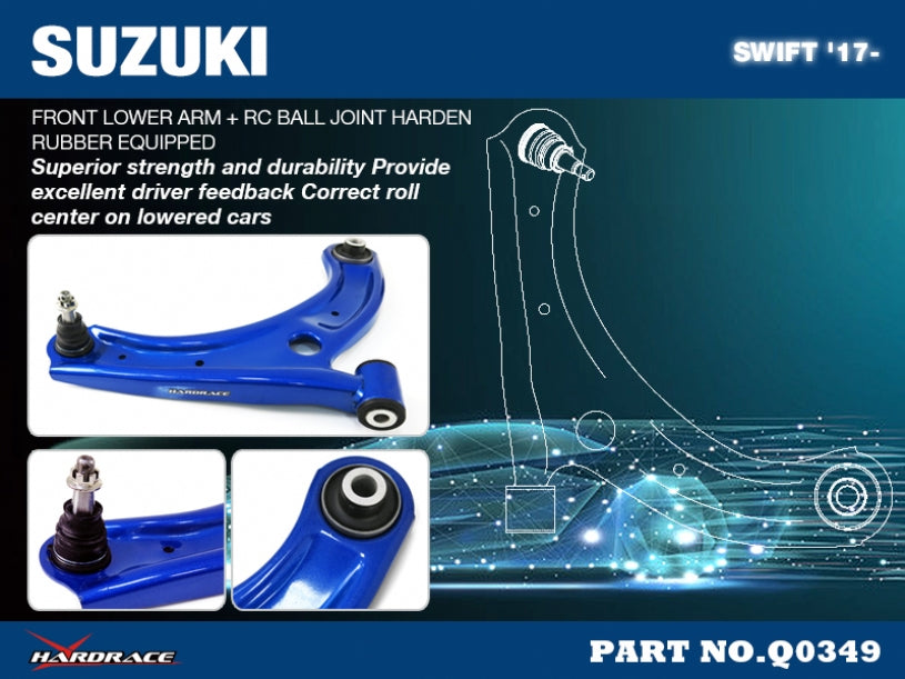 Hardrace Suzuki Swift 4th ZC33 2017-up RC Front Lower Control Arms 2pcs/set (Harden Rubber)