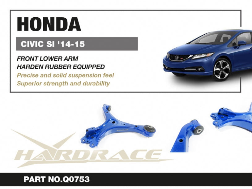 Front Lower Control Arms with 16mm Compliance Bushings (Harden Rubber) for 2014-2015 Civic Si