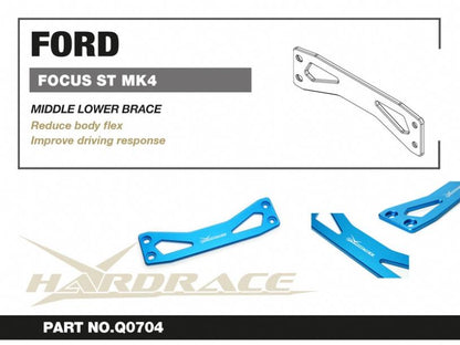 Hardrace Hardrace 19-22 Ford Focus MK4 ST Middle Lower Brace - 1pc Set
