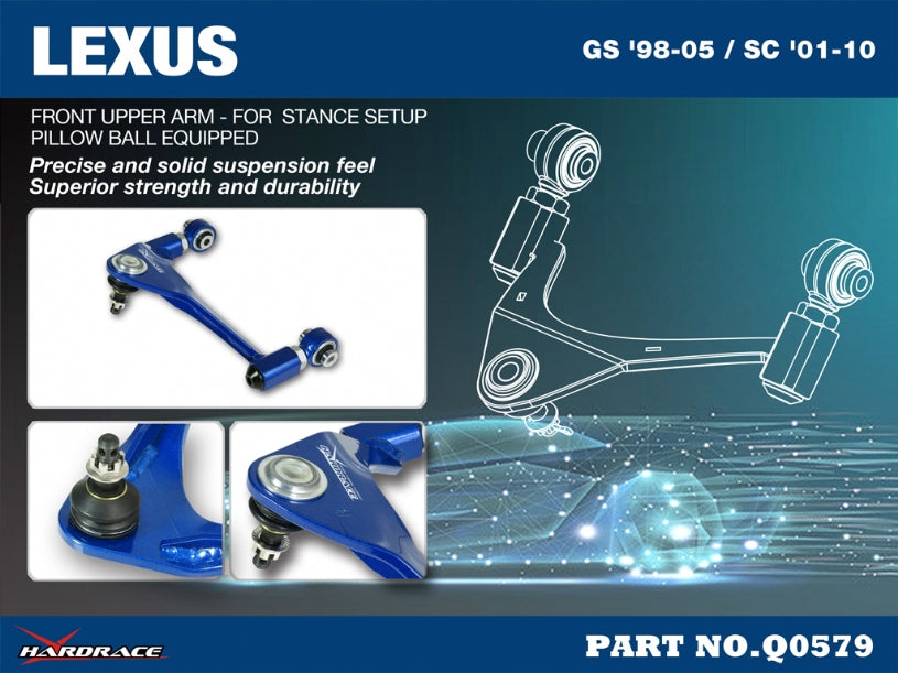 Front Upper Arms (Pillow Ball Bushings) Extreme Lowered Cars and Stance setup only for Lexus GS '98-05/ SC '01-10