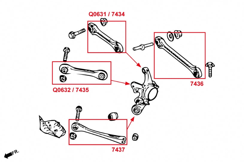 Rear Camber Kit (Harden Rubber Bushings) for BMW 1/2/3/4 Series F20/F21/F22/F23/F30/F31/F32/F33/F34/F35/F36