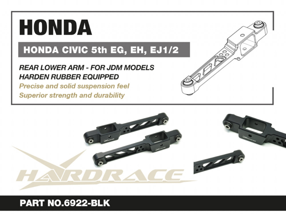 Hardrace Rear Lower Arms with Harden Rubber Bushings Black Hardrace Rear Lower Arms with Harden Rubber Bushings Black