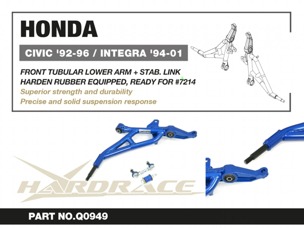 Tubular Front Lower Arms With End Links for 94-01 Integra | 92-95 Civic | 93-97 Del Sol