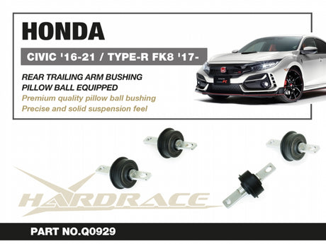 Rear Trailing Arm Bushings (Pillow Ball) for Integra 4th Gen 2022-on | Civic 10th Gen FC FK FK8 | Civic 11th Gen FE FL FL5 Type-R