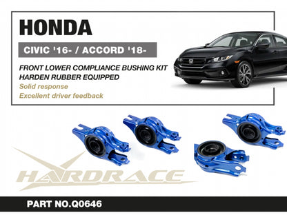 Front Lower Compliance (Harden Rubber Bushings) for Honda Civic 16-21 | Accord 18-22