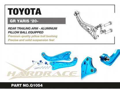 Hardrace GR Yaris '20- Rear Trailing Arm, Aluminum (Pillow Ball) - 4pcs/set