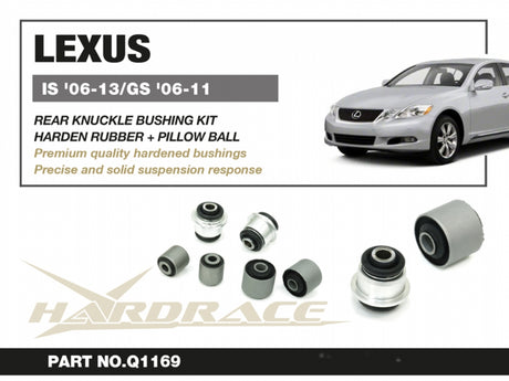 Rear Knuckle Bushings Kit (Pillow Ball and Harden Rubber) Connect to Upper Lower Trailing Arms - IS250 IS350 '06-13 | GS '06-11